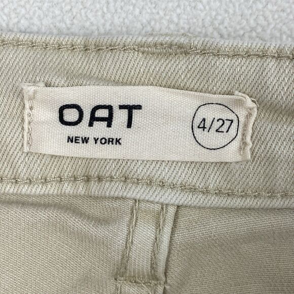 OAT New York High Rise Wide Leg Crop Pants Womens 4 Raw Hem 27W Oatmilk Spring - Picture 8 of 16